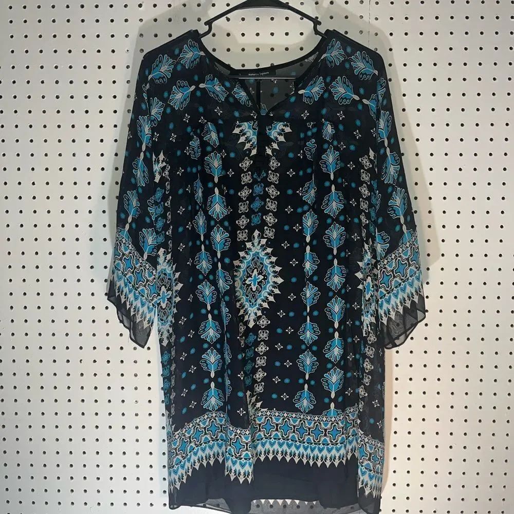 Nannette Lepore sun city V neck tunic blouse
